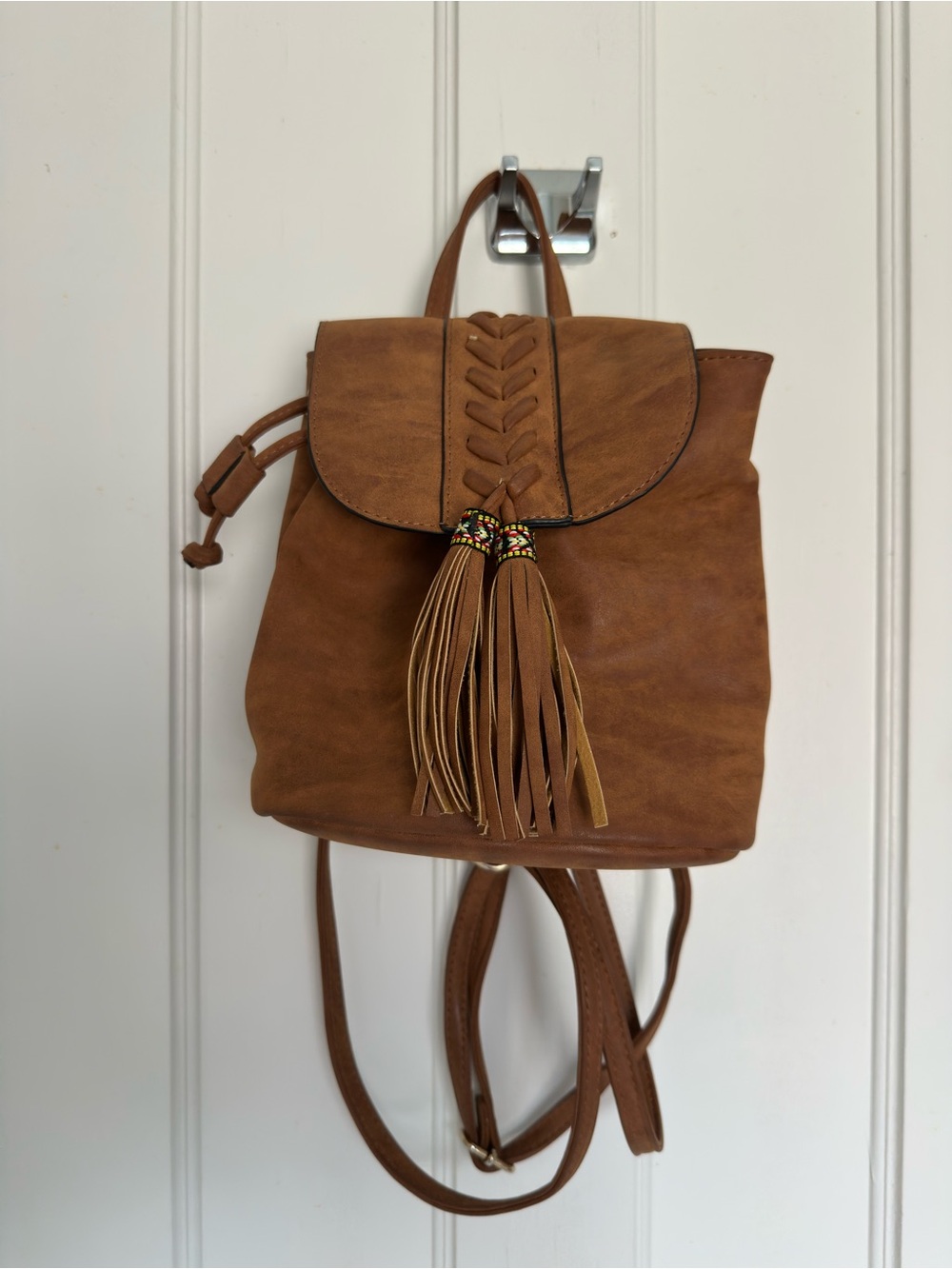 ISIYINER brown faux suede backpack